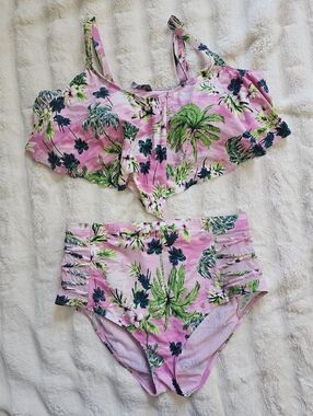 torrid Pink Tropical Print High-Waist Bikini Set